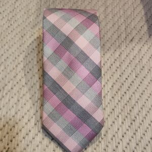 Stafford Pink and Gray Plaid Tie
